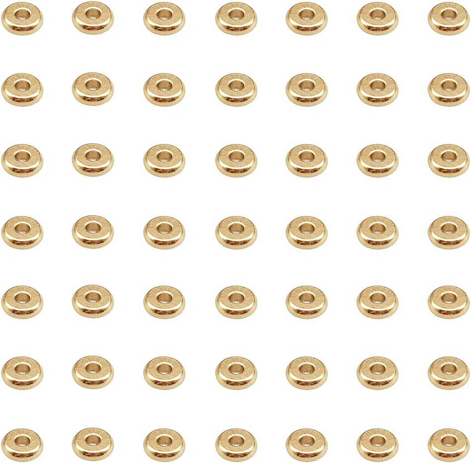 INSPIRELLE 100Pcs Heishi Beads 6Mm Disc Brass Rondelle Spacer Beads 18K Yellow Gold Flat round Shape Jewelry Metal Spacers for Bracelet Necklace Jewelry Making