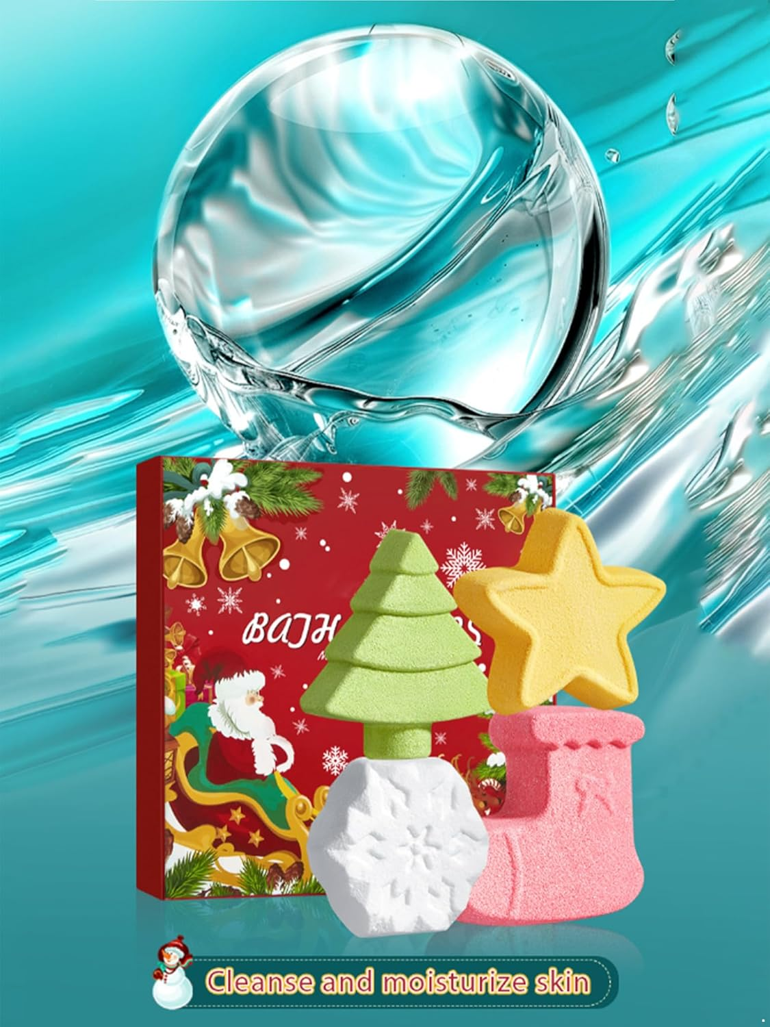 Loodgao 4-Pack Christmas Bath Bombs Assortment - Luxurious Bubble Bath Set for Holiday Relaxation & Gifting Multicolor One Size image number 4