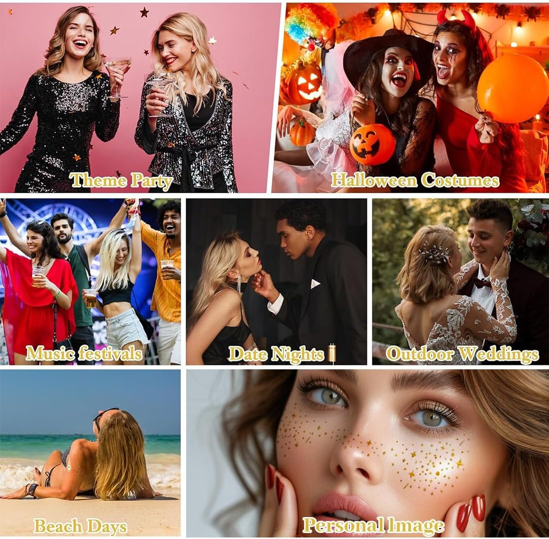 JYNVO Glitter Freckles Tattoo 10 Glitter Freckles Tattoos (Fits Party, Make-Up, Make up Users) image number 3