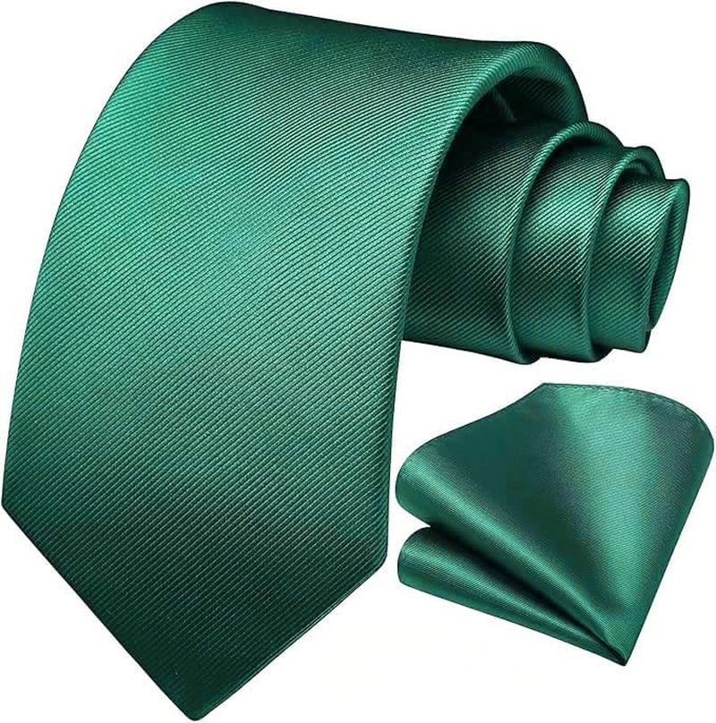 Men'S Tie Set,Solid Pure Color Necktie Classic Formal Plain and Pocket Square Set for Wedding Party Business Work Casual