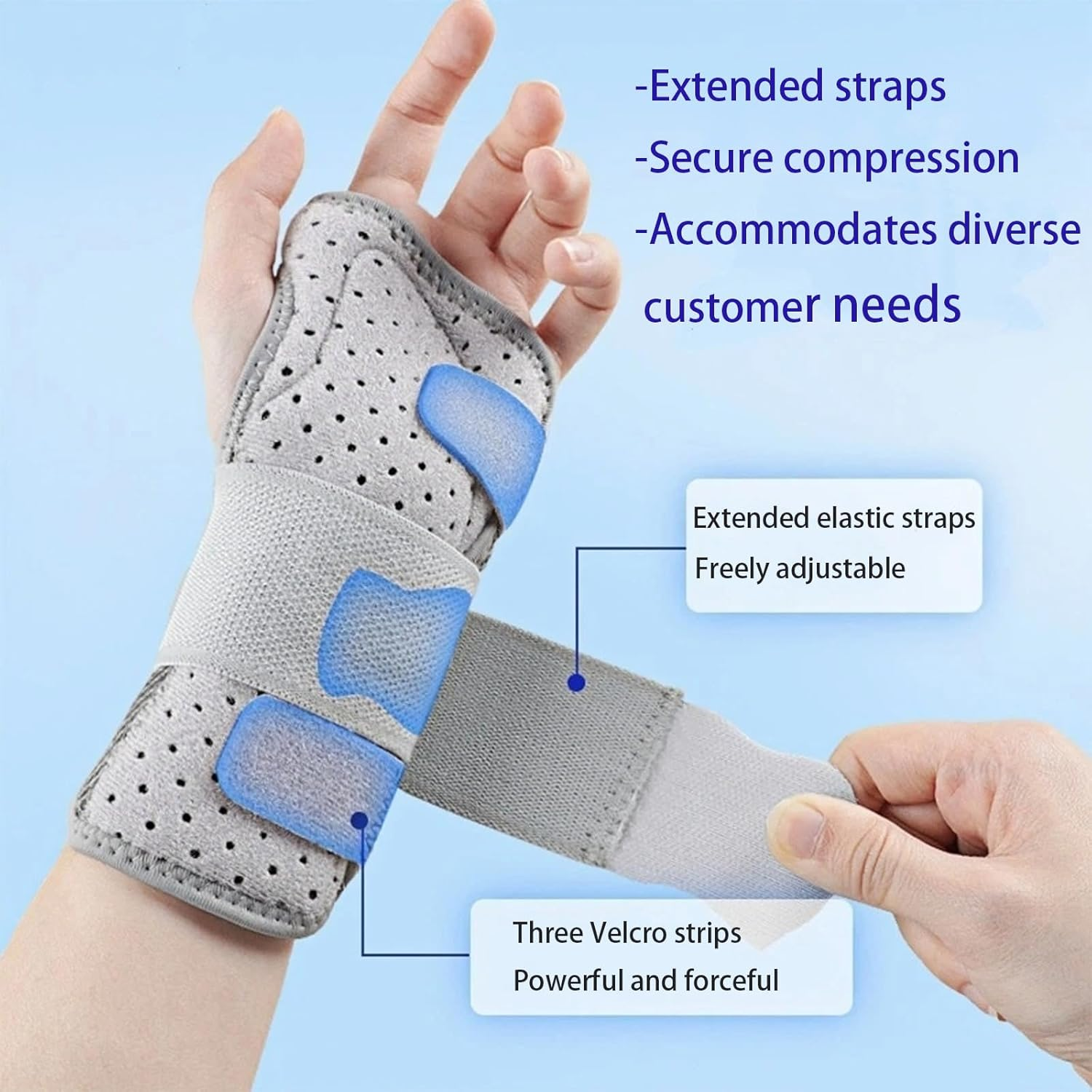 Wrist Protector, Suitable for Carpal Tunnel Syndrome, Adjustable Wrist Support, Suitable for the Right Hand, Relieves Pain Caused by Arthritis Sprains (Gray, Right Hand S/M) image number 3