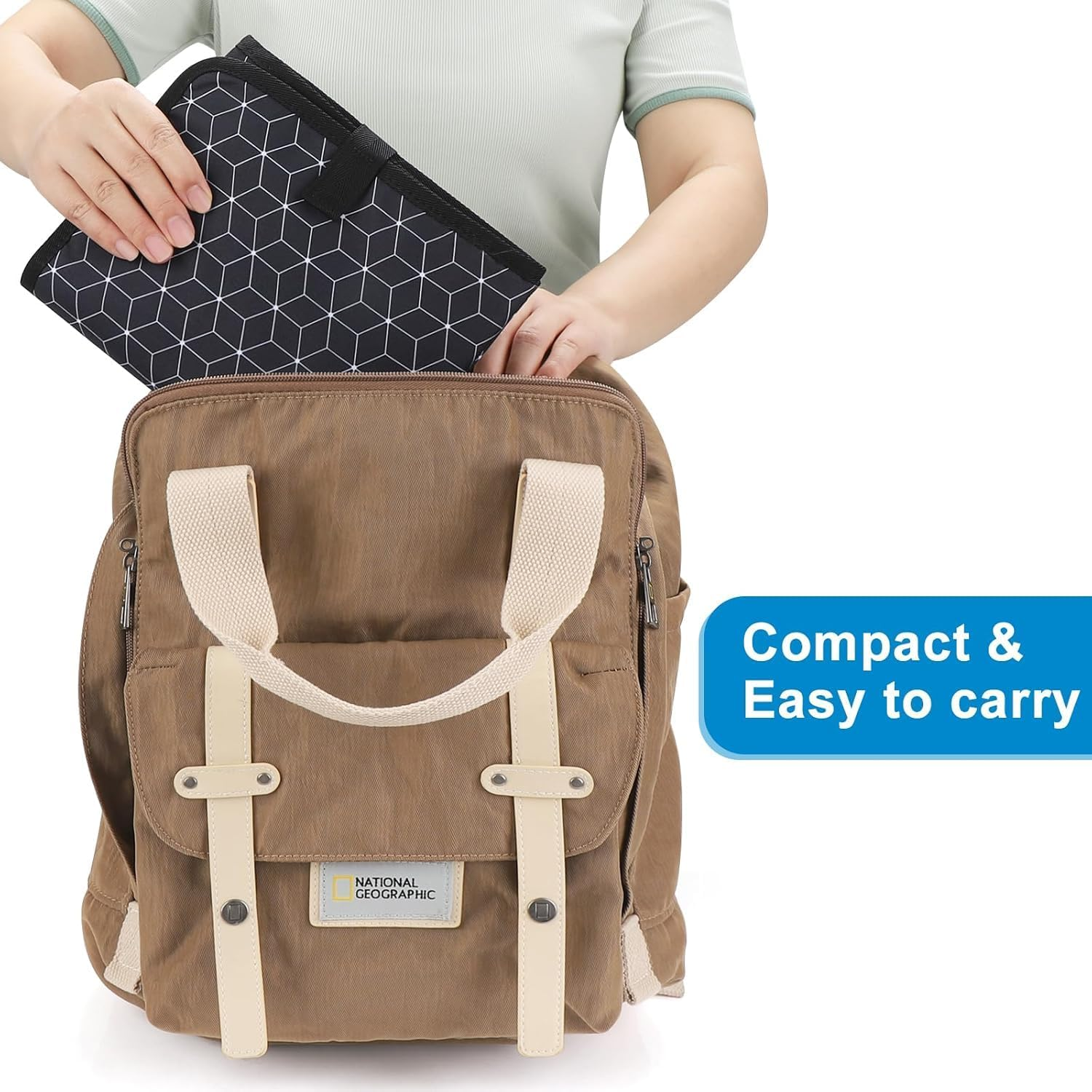 Wiseuwise Baby Portable Diaper Changing Pad - Waterproof Foldable Baby Changing Pad - Travel Diaper Changing Pad - Foldable Square Portable Baby Changing Pad - Baby Changing Pad - Machine Washable (Black & White) image number 5