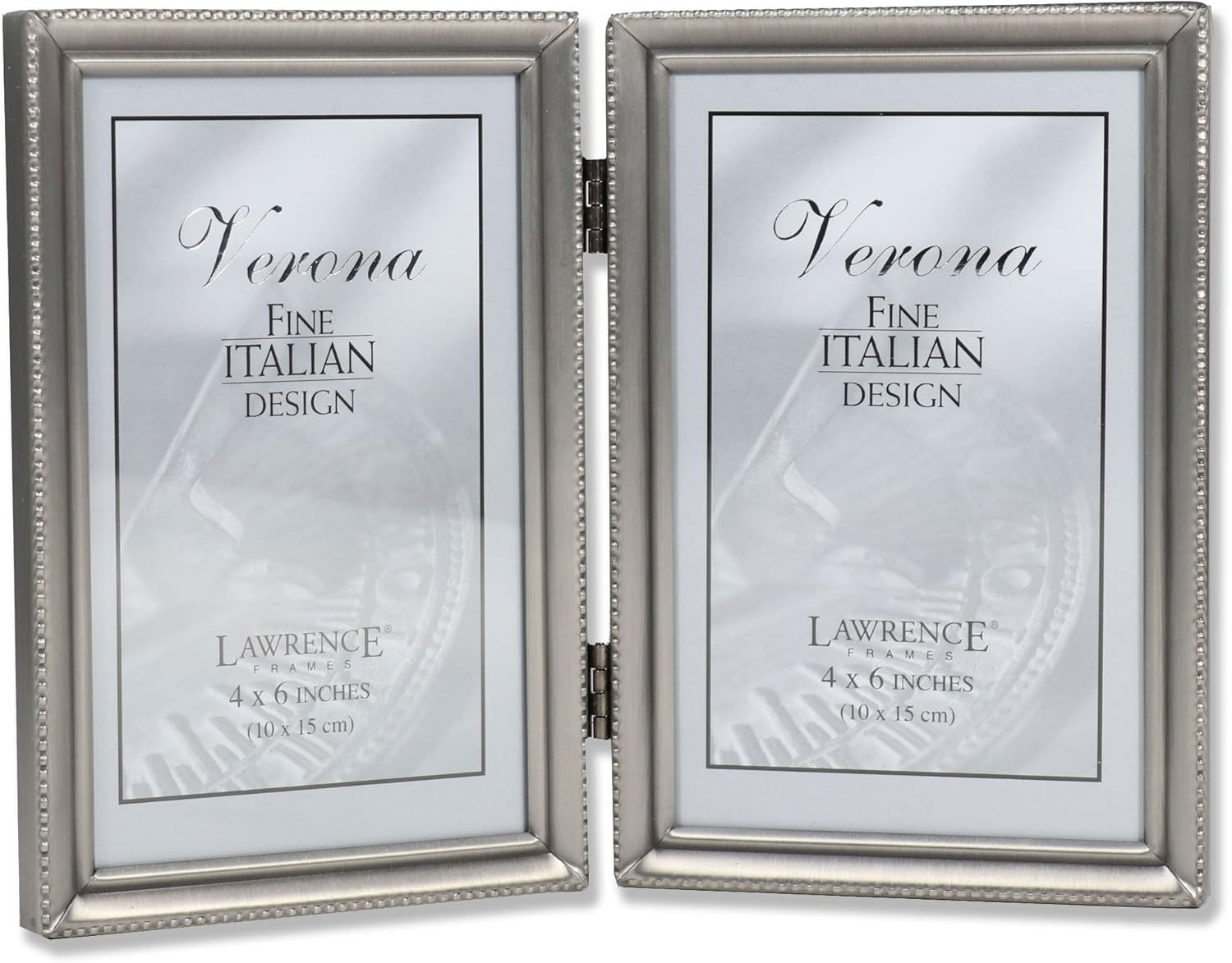 Lawrence Frames Antique Pewter 8X10 Hinged Double Picture Frame - Bead Border Design image number 4