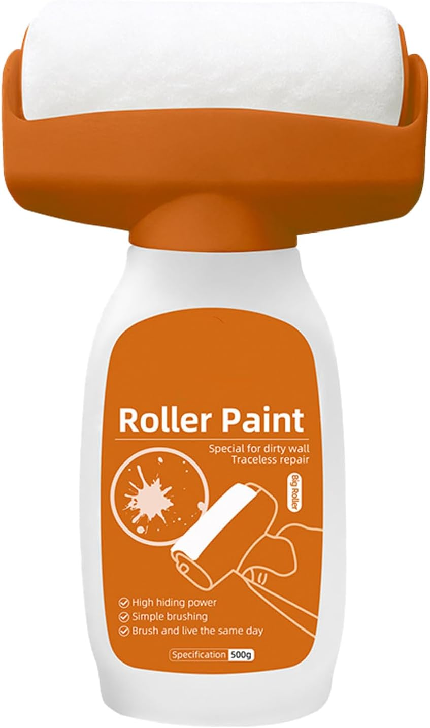 Turboroller Nexa, Nexa Turbo Roller, Turbo Roller White Paint for Interior Wall Repair, Water-Based Latex Walls Paint, Instant Wall Touch-Ups, to Surface-Level Damage (White,0.5 Liters)