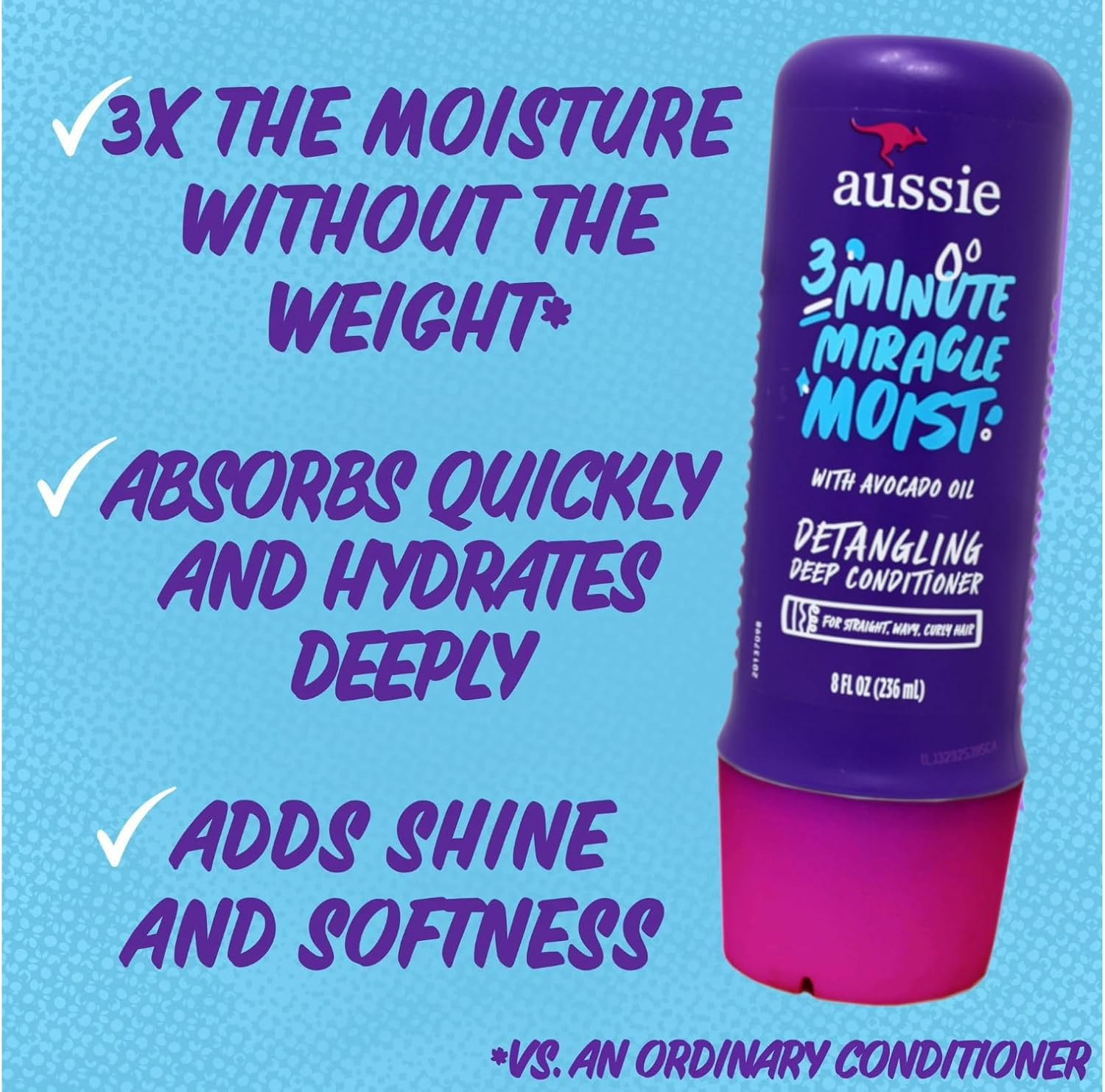Aussie 3 Minute Miracle Moist Deep Conditioner, 8 Oz