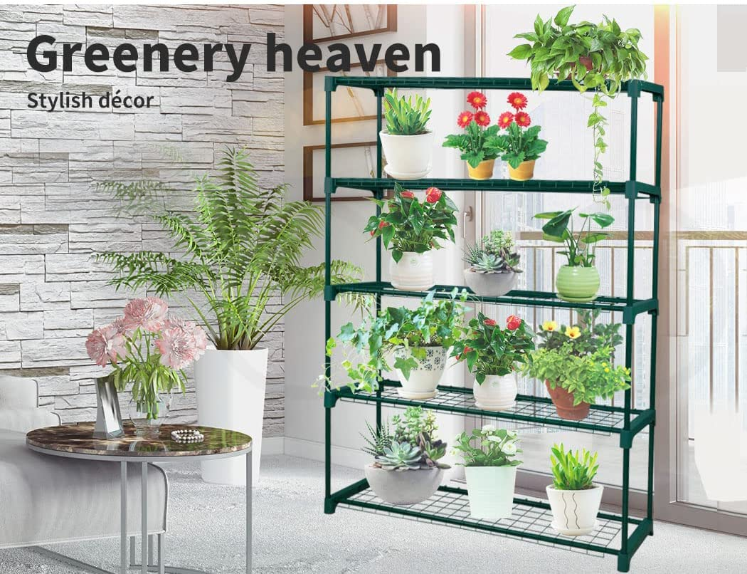 Levede 5 Tier Plant Stand 140Cm Tall Metal - Greenhouse, Indoors, Outdoors, Shelf, Flower Pot, Holder, Garden, Green X2 image number 1