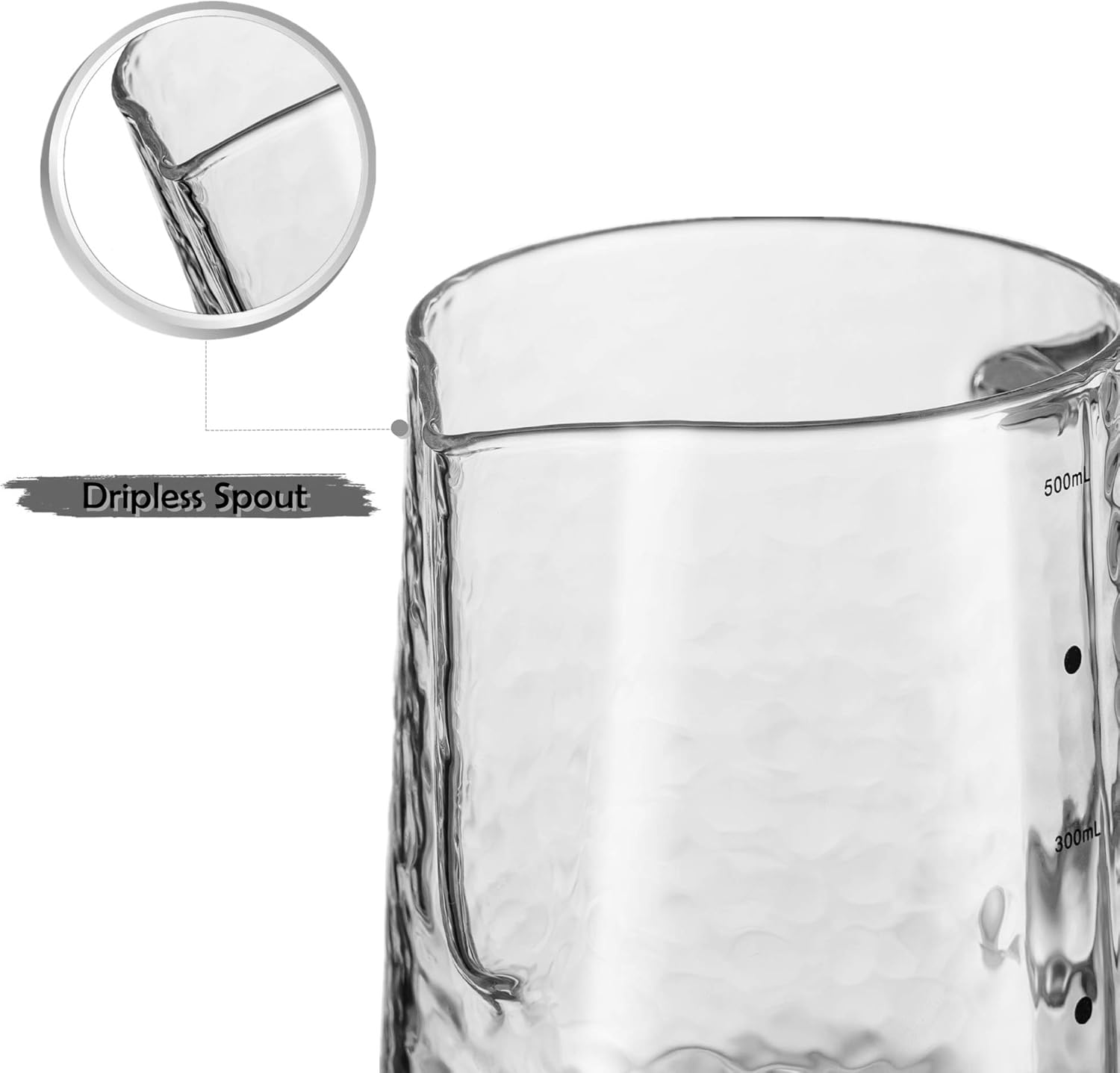 High Borosilicate Glass Milk Frothing Pitcher with Measurement, 20Oz/600Ml Hammer Heat Resistant Glass Milk Coffee Cappuccino Latte Art Steaming Pitcher Barista Milk Jug Cup, Stovetop & Microwave Safe image number 1
