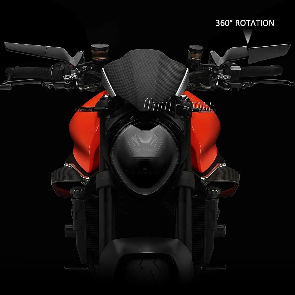 Motorcycle Universal Side Mirrors Rotating Rearview Mirrors with Handlebar Mount Kits Fits for Ducati Streetfighter V2/Streetfighter V4/Streetfighter V4 S/Monster 937/937 SP Naked Bike Wing Mirrors image number 2