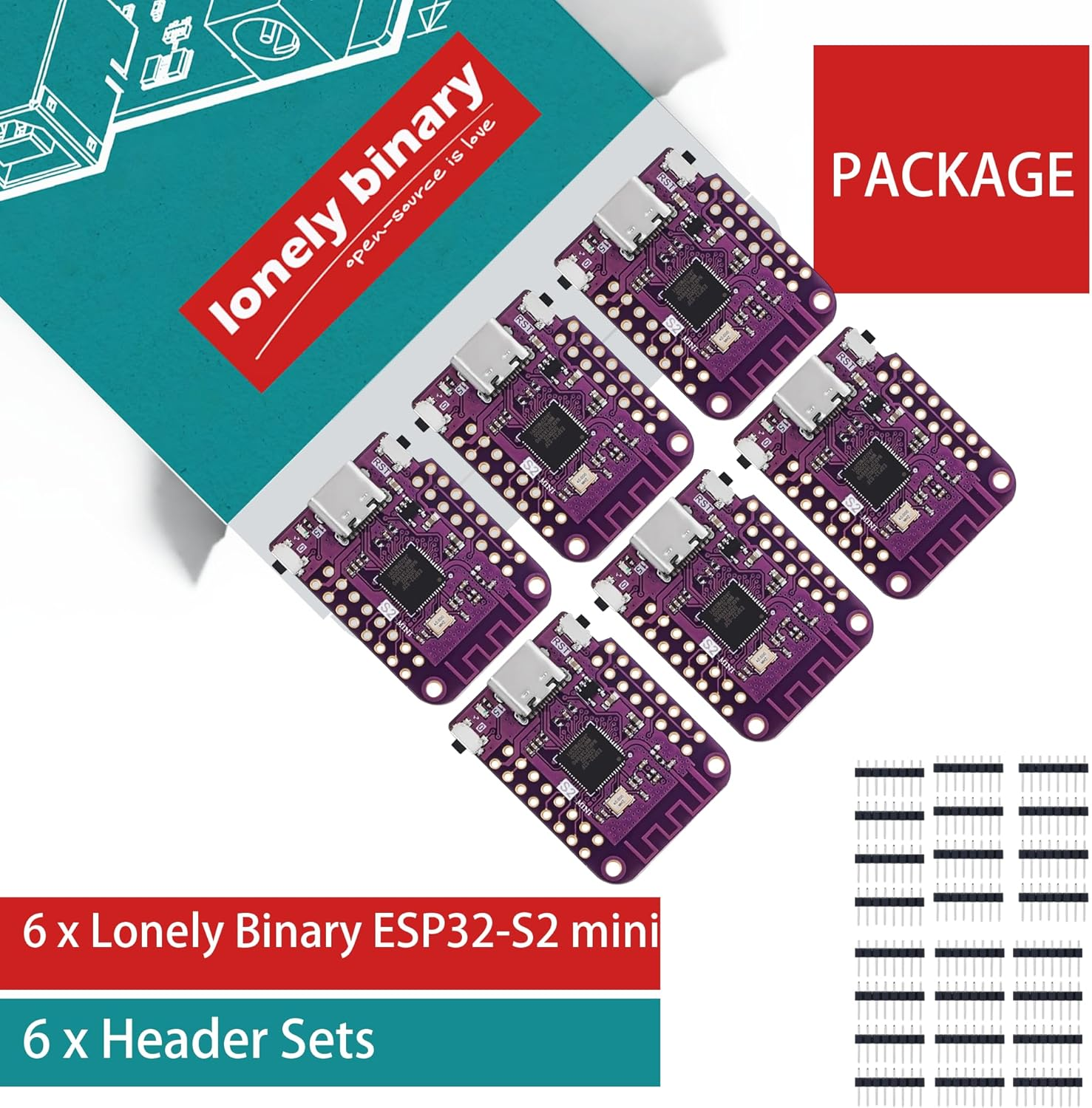 6-Pack ESP32 S2 Mini Wifi Development Board Compatible with Arduino IDE and Micropython image number 3