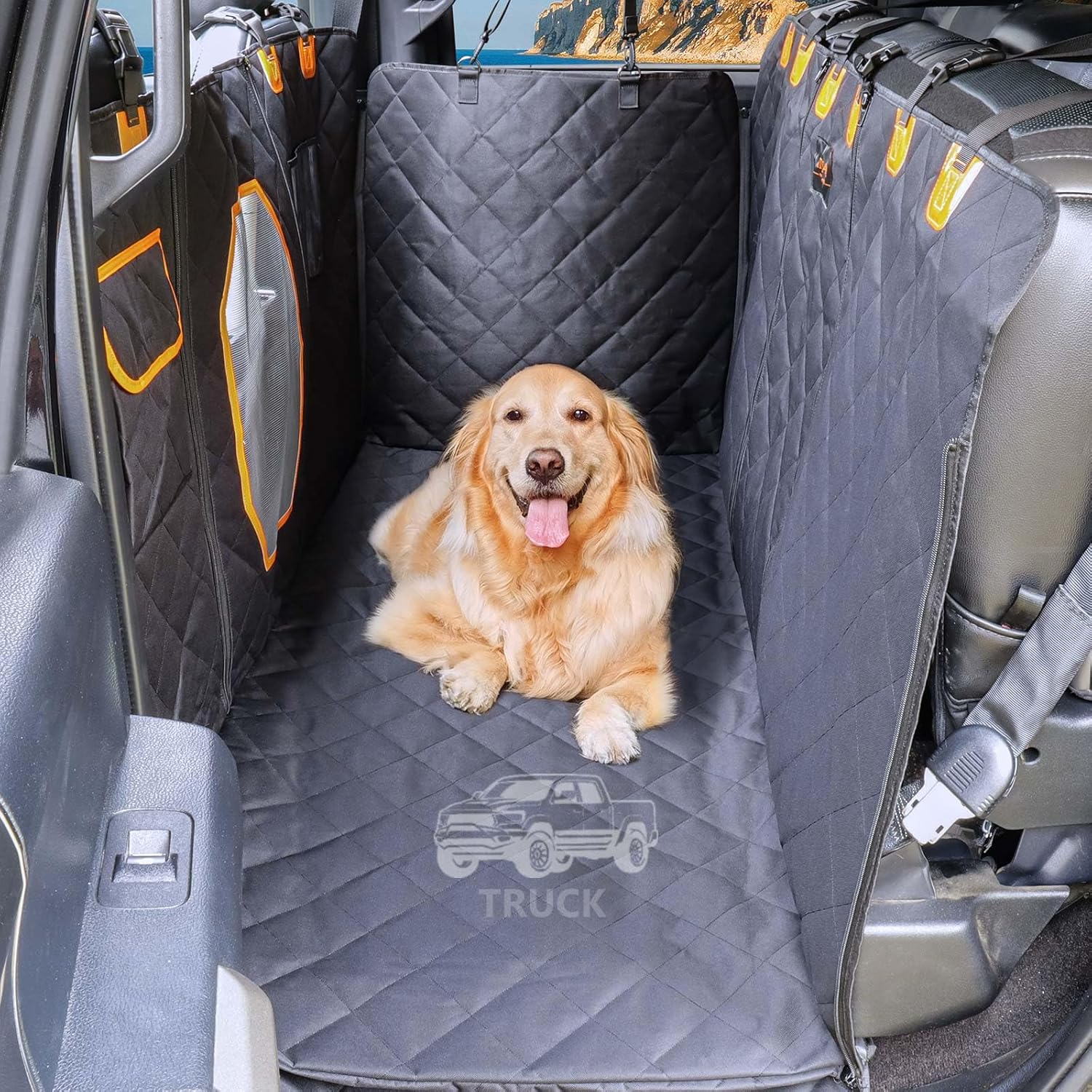 ITNAST XL Dog Seat Cover for Truck, Waterproof Dog Floor Hammock for Crew Cab Trucks with Mesh Window, Heavy Duty Scratch-Proof Back Seat Cover Protector for F150 image number 1