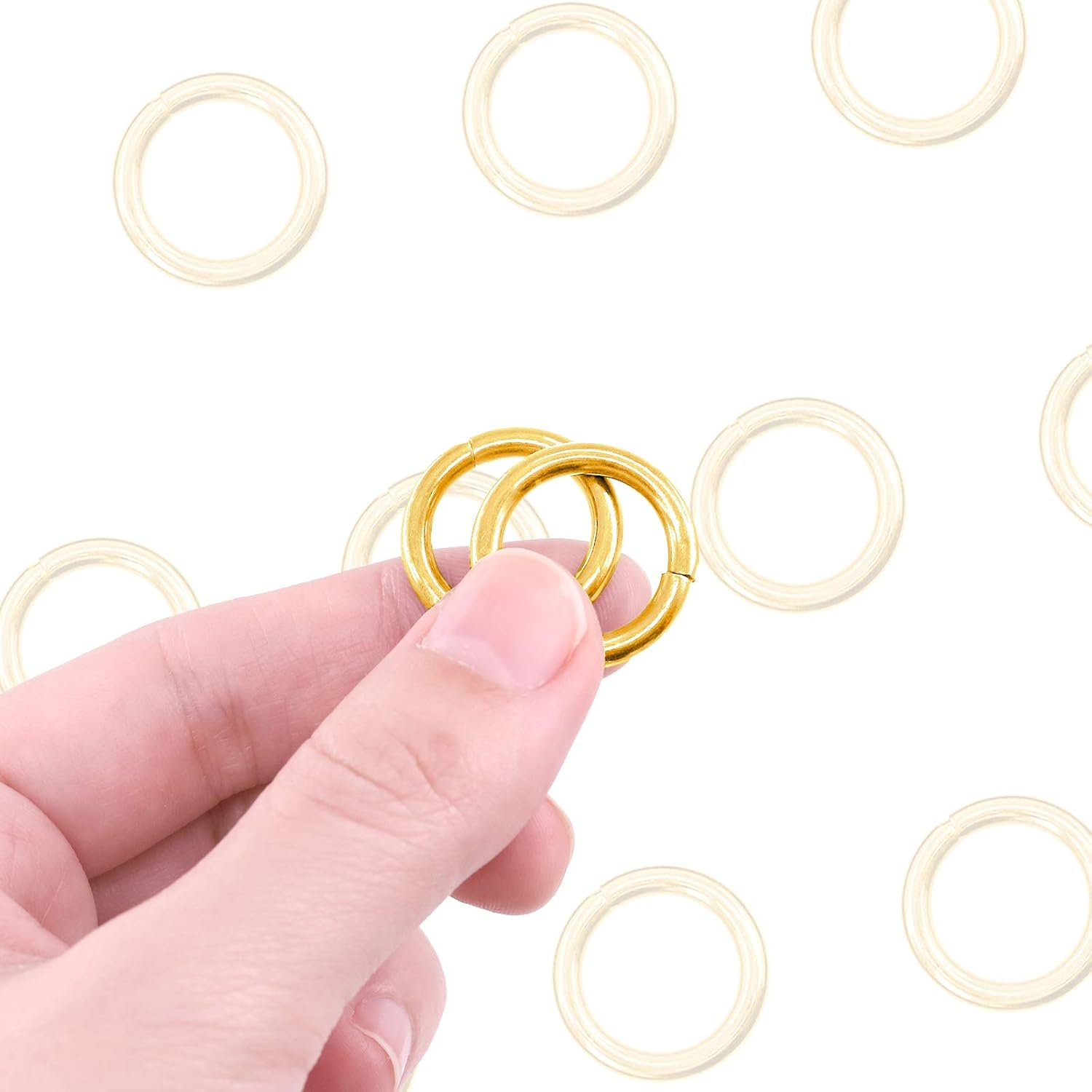 Swpeet 60Pcs Heavy Duty 3/5 Inch - 16Mm Gold Multi-Purpose Metal O Ring Metal Rings for Hardware Bags Ring Hand DIY Accessories Keychains Belts and Dog Leas (Gold, 3/5 Inch) image number 2