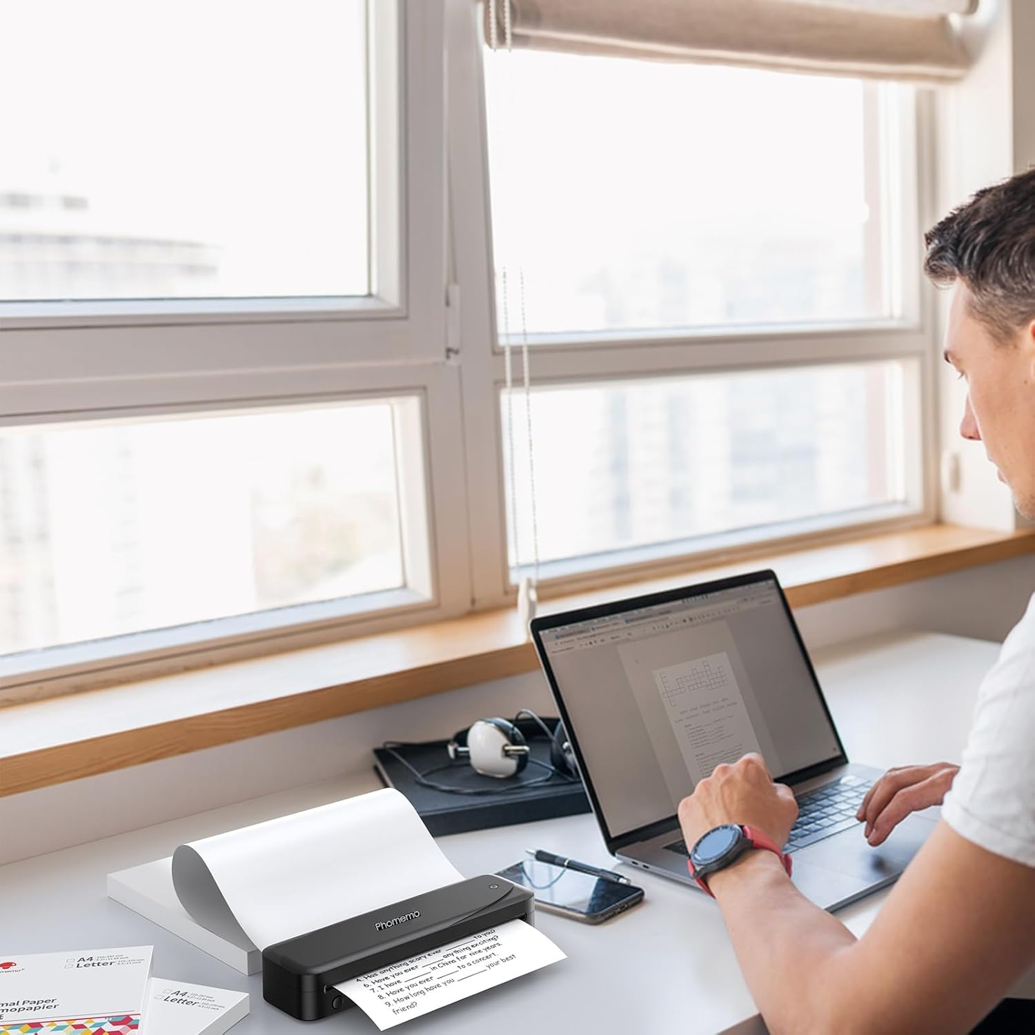 Phomemo Letter Thermal Paper, Letter Size Paper,Inkless Portable Printer for Travel Paper for M08F-Letter,M08F M832,M833 M834 M835 Portable Thermal Printer, Size 8.5"&times;11&rdquo;, 200 Sheets image number 4