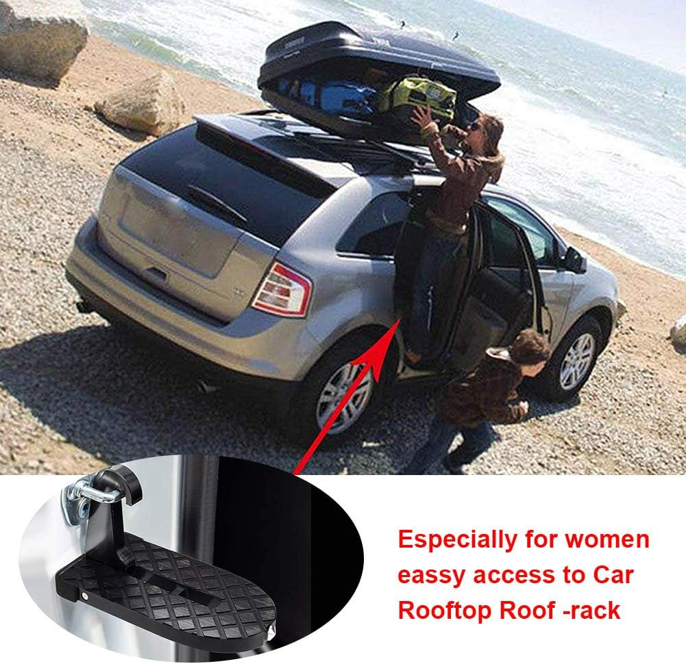 Car Pedal Door Step Folding Ladder Foot Pegs Vehicle Hook Pedal Easy Access to Car Roof Car Accessories for SUV, Jeep, Business Car, Family Car, U-Shaped, Black image number 1