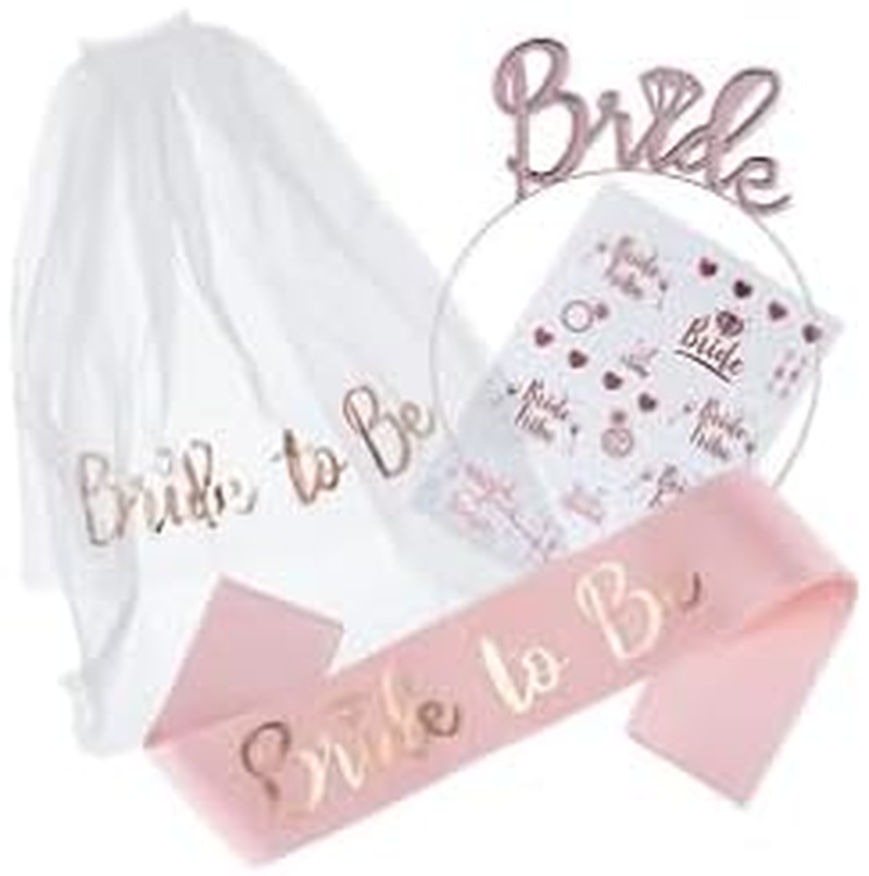 Bride to Be Sash Hen Party Accessories Kit Includes Tiara Veil Comb Temporary Tattoos for Bachelorette Bridal Shower Wedding Fun Hen Party Games Decorations image number 3