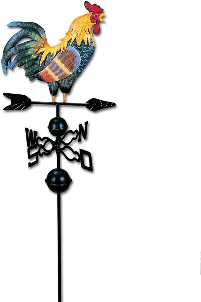 Metal Weathervane Rooster Shape Weather Vane Garden Fences Stake Yard Roofs Weathervane Decor Colorful Ornament image number 4