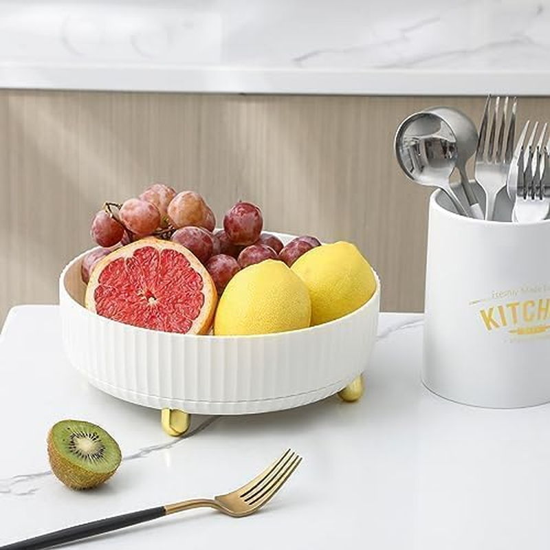 SVNXI Makeup Perfume Organizer Tray 360 Degree Rotating Lazy Susan Skincare Lotion Organizer Spinning Cosmetics Storage for Dresser Vanity Bathroom Countertop 22 X 22 X 7.5Cm (Small Ivory White) image number 5