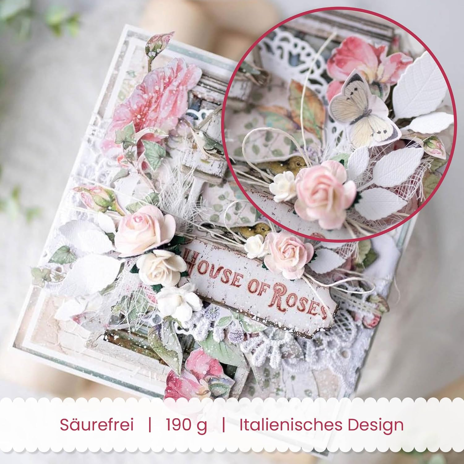 STAMPERIA International, KFT Paper PAD 8X8 10PK House Rose, 20.3 X 20.3 (8" X 8"), Multicoloured image number 2