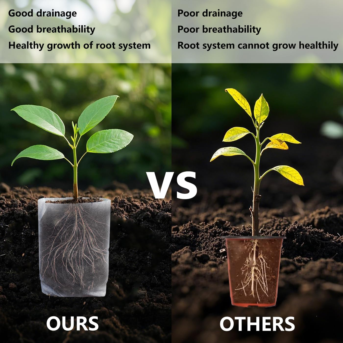 Belit Nursery Growing Bags, 100 Pcs Fabric Seedling Pots Non-Woven Pouch for Gardening Seed Plant Bag, Potato, Flower, Tomato Plant Starts (5.7" X 5.7 ") image number 3