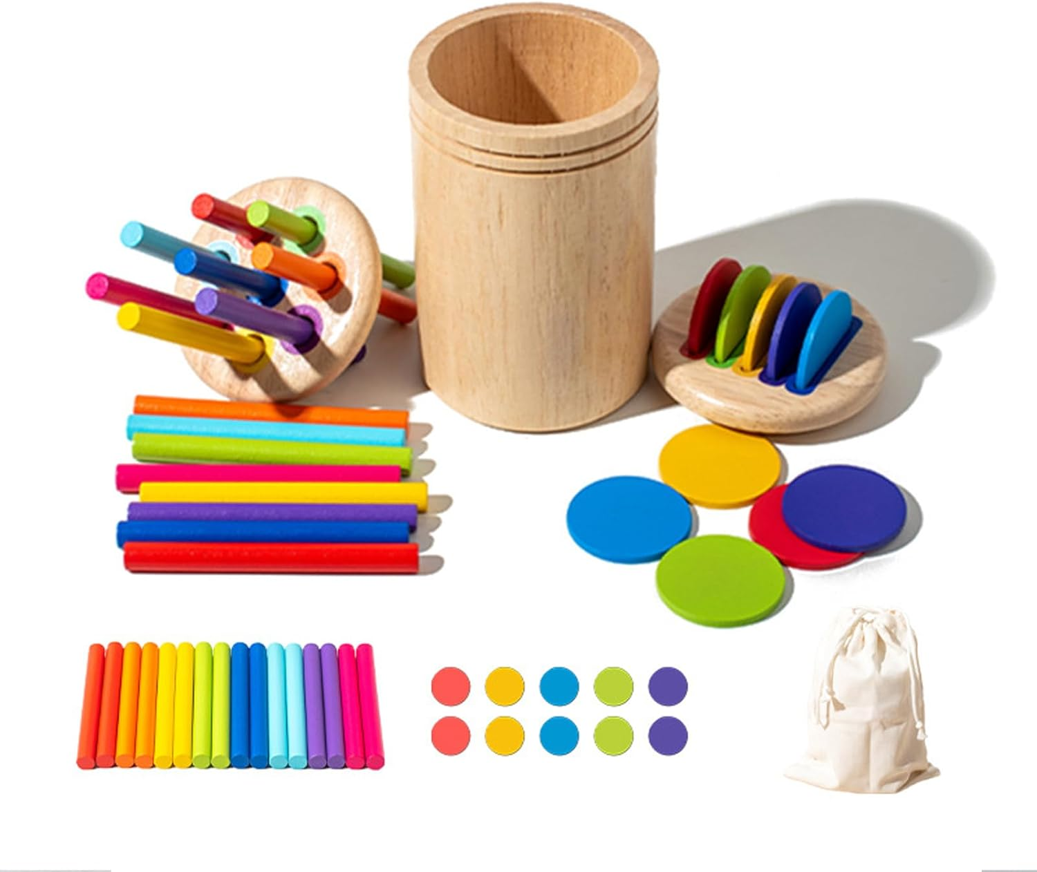 TUNJEJINY Montessori Toys for 1-3 Year Old, Dual Play Wooden Color Sorting Toys Preschool Learning Activities, Fine Motor Sensory Matching Games for Toddlers 3-5 Girl Boy Gifts image number 6