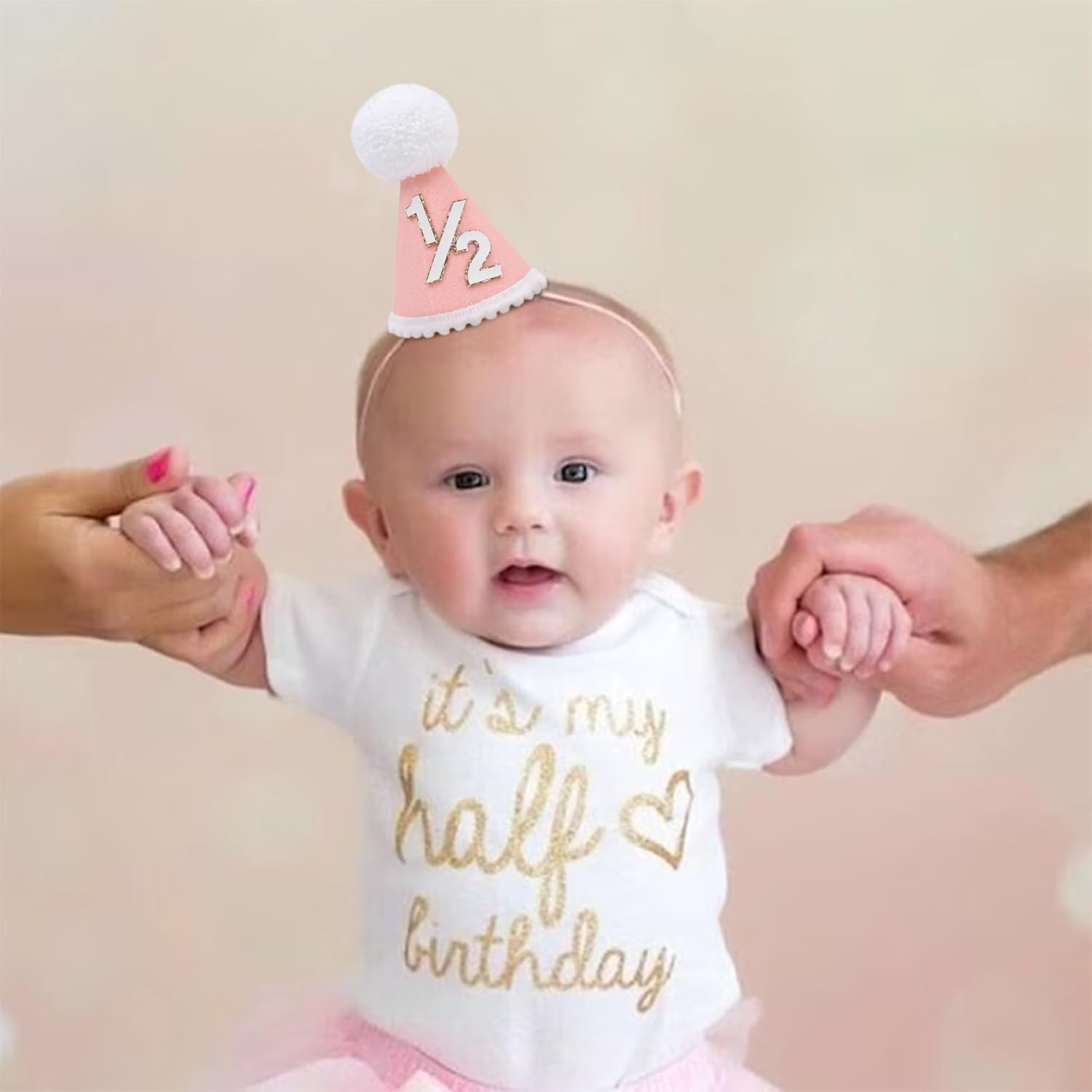 Half Birthday Hat -Baby 1/2 Birthday Cone Hat,Six Months Decorations,Party Hat Outfit for Girls/Boys