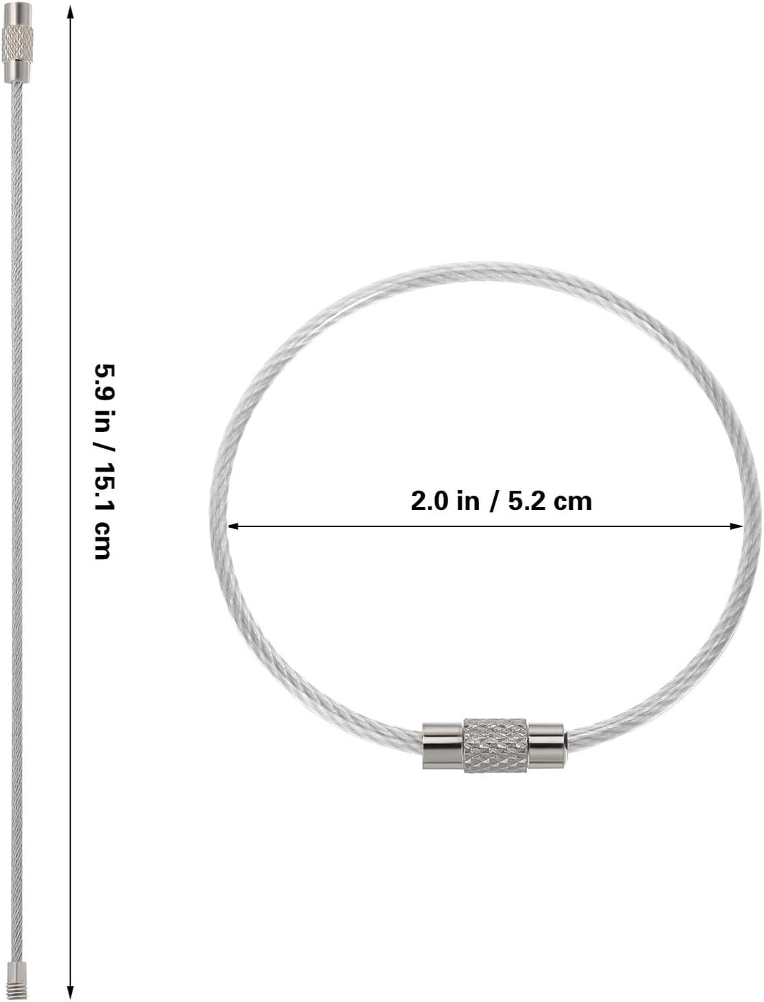 MUELODSIC 16 Pcs Heavy Duty Stainless Steel Wire Keychain Cable Multi-Color Large Key Rings for Luggage Tags Metal Key Rings for Travel and Everyday Use Easy to Install and Portable image number 6