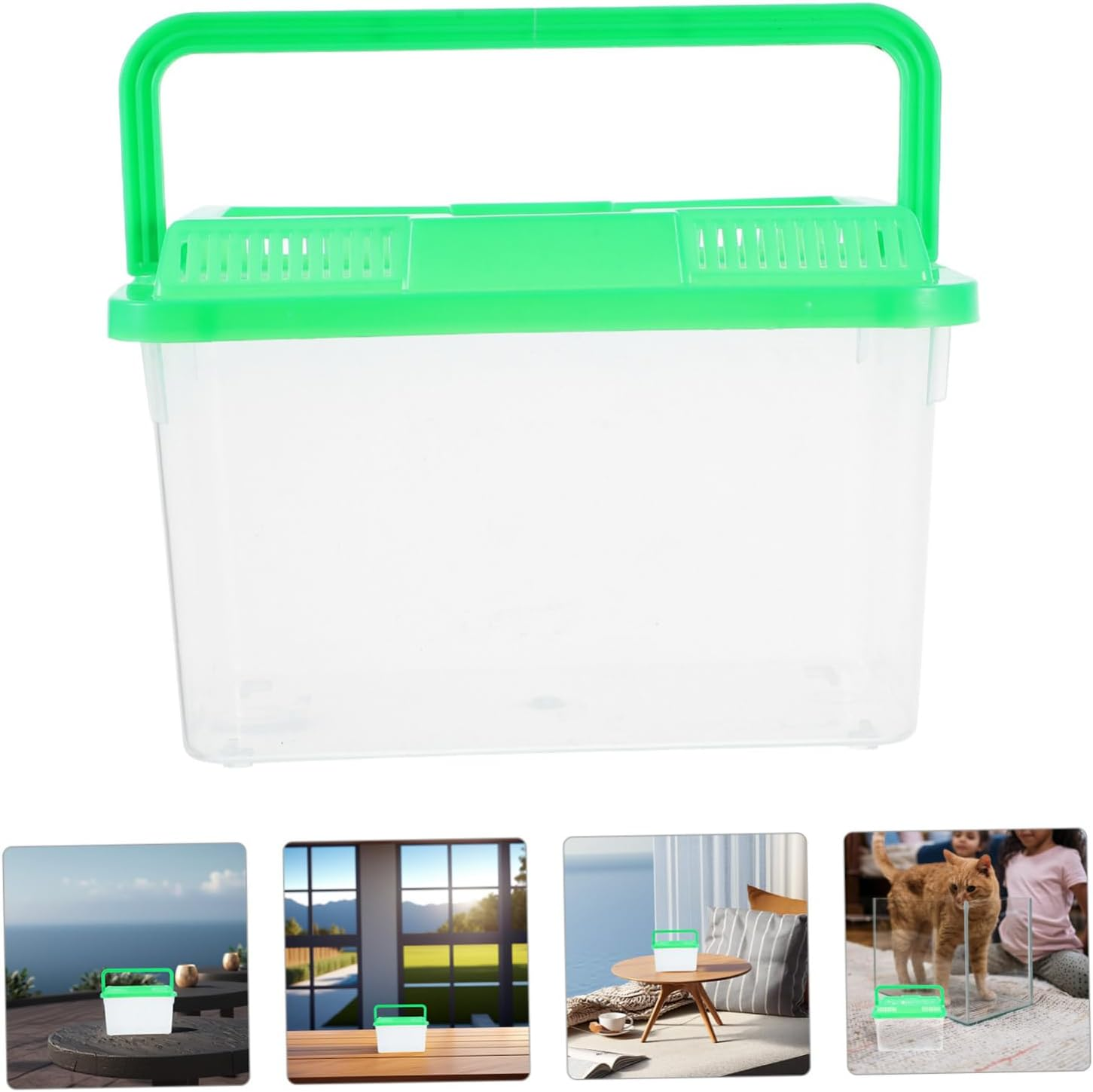 FONDOTIN Fish Bowl Portable Tank for Turtles Reptiles and Hamsters Transparent Design with Handle for Travel and Home Use Versatile Cage for Aquatic Pets image number 1