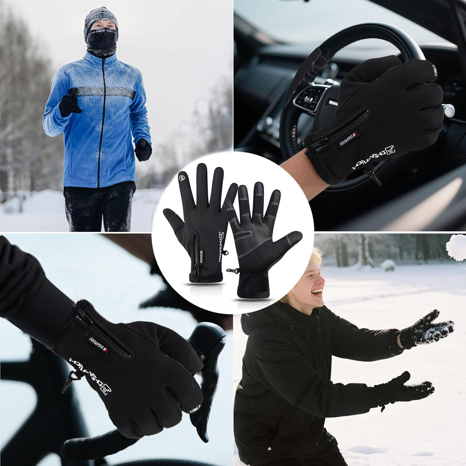 KEGECOL Winter Gloves for Men Women, Waterproof Warm Ski Gloves for Cold Weather, Touch Screen, Running Driving Cycling image number 2