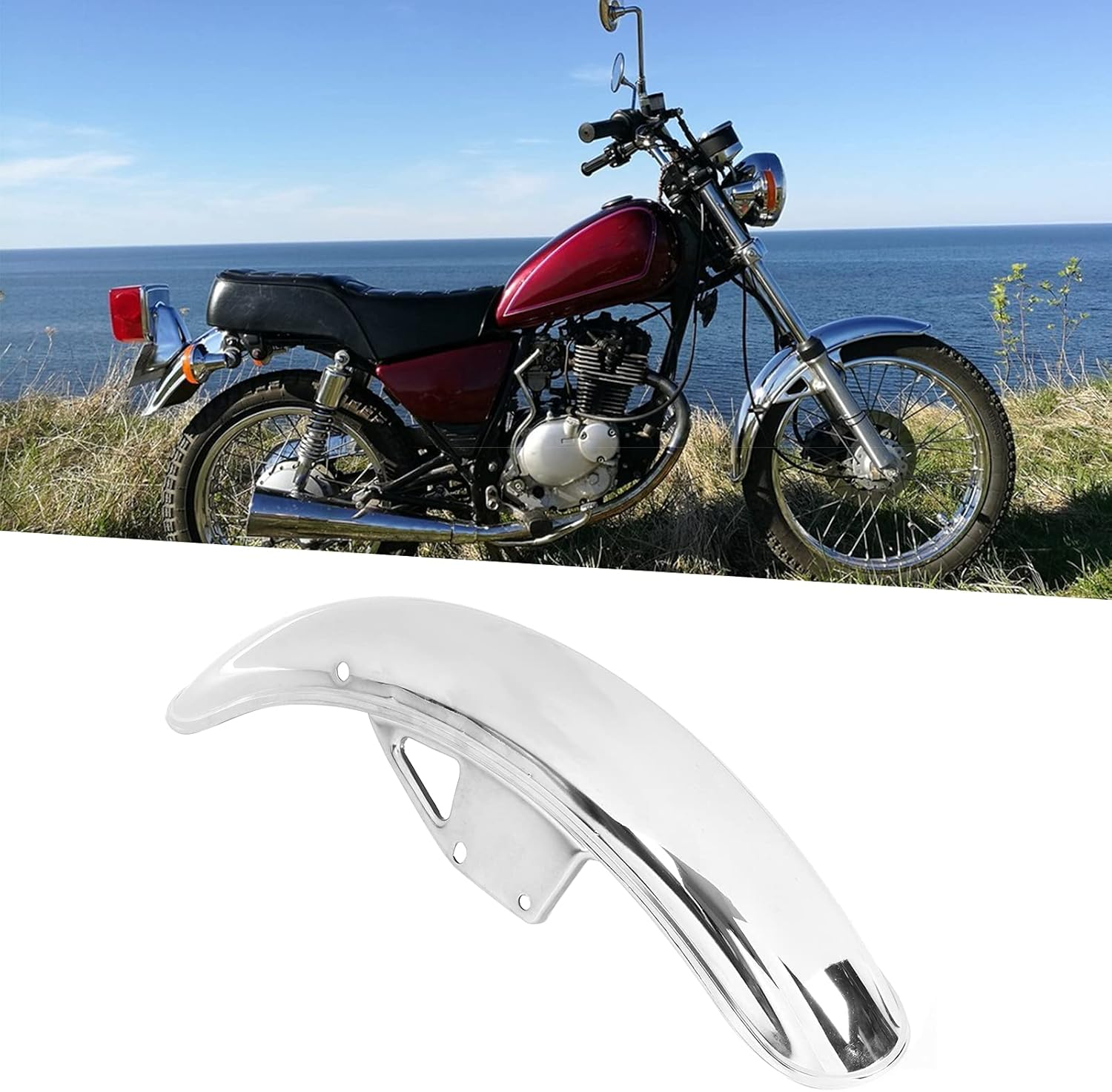 22.05In Motorcycle Front Mudguard Tire Flap Protector for GN125 - & Easy to Install (Electrosilvering) image number 6