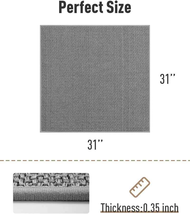 PADOOR Non Slip Stair-Treads Matching-Mat for Wooden Steps, Square Rubber Backing Non Slip Stair Landing Mat 31X31 Inch image number 3