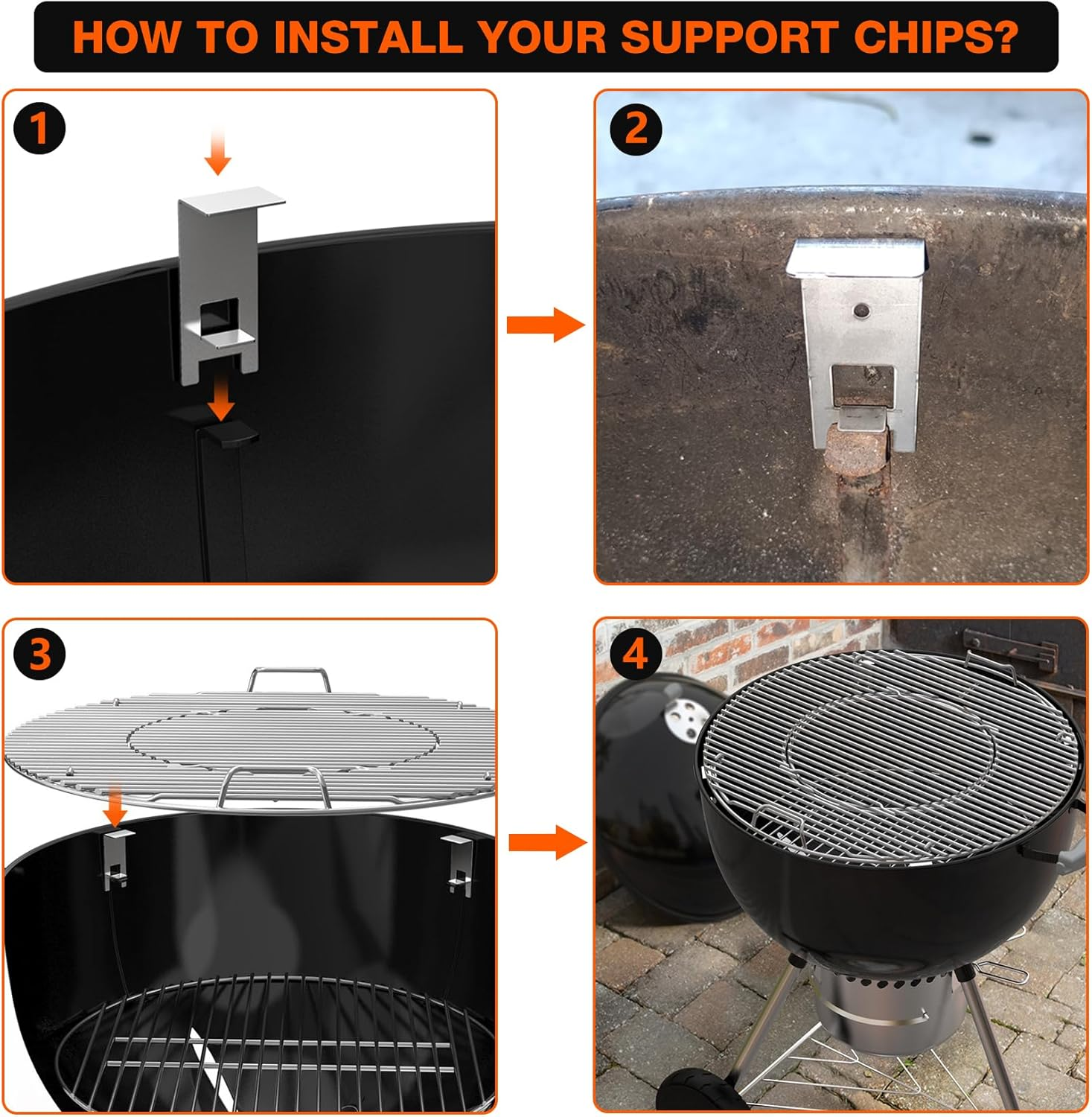 Onlyfire Stainless Steel Pizza Ring Kit with Rotisserie,Pizza Stone and Shovel, Multifunctional BBQ Kit, for Roasting Chicken and Cooking Pizza, Fits Most 57CM Charcoal Kettle Grills image number 1