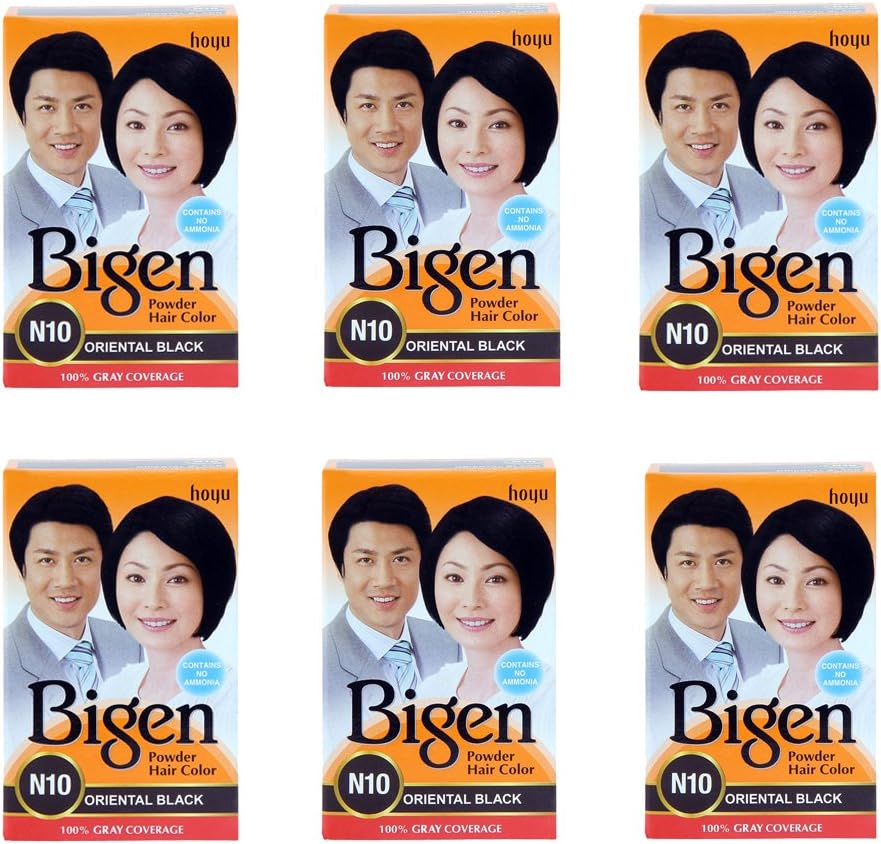 Bigen Powder Hair Color, Oriental Black N10 - Pack of 6 (Combo Set)
