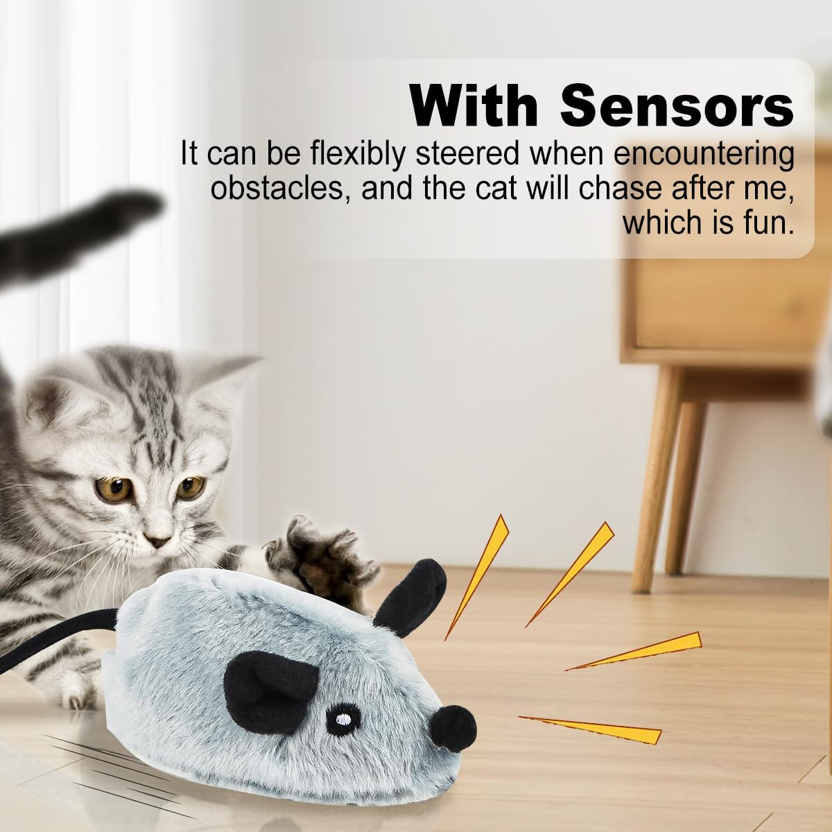 Cat Toy Mouse Cat Toy Mice Cat Toy Interactive Plush Cat Toy Mouse for Cat Interactive Toy Mouse for Cat Run against Boredom image number 1