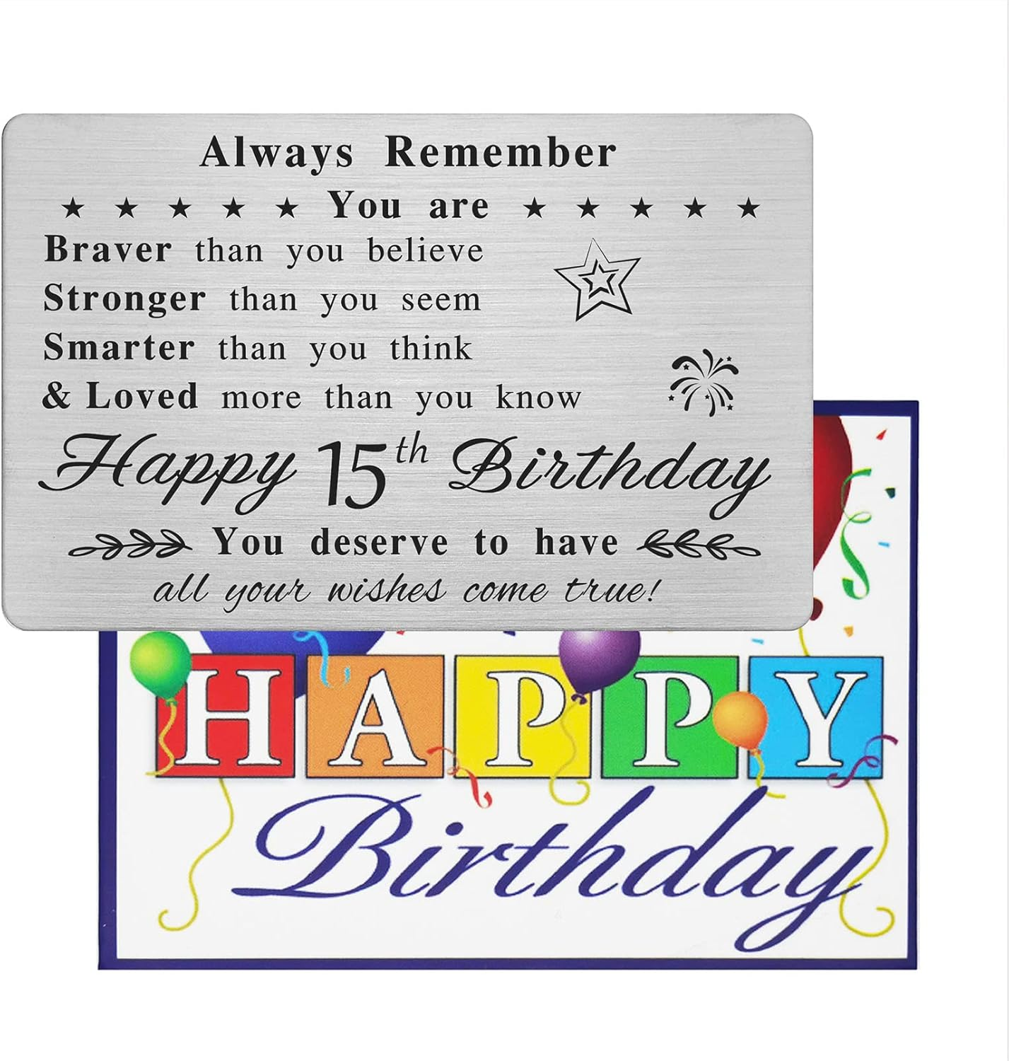 Happy 15Th Birthday Card - You Are Loved More than You Know - 15 Year Old Birthday Gifts for Boy Girl, Personalised Engraved Wallet Card image number 3