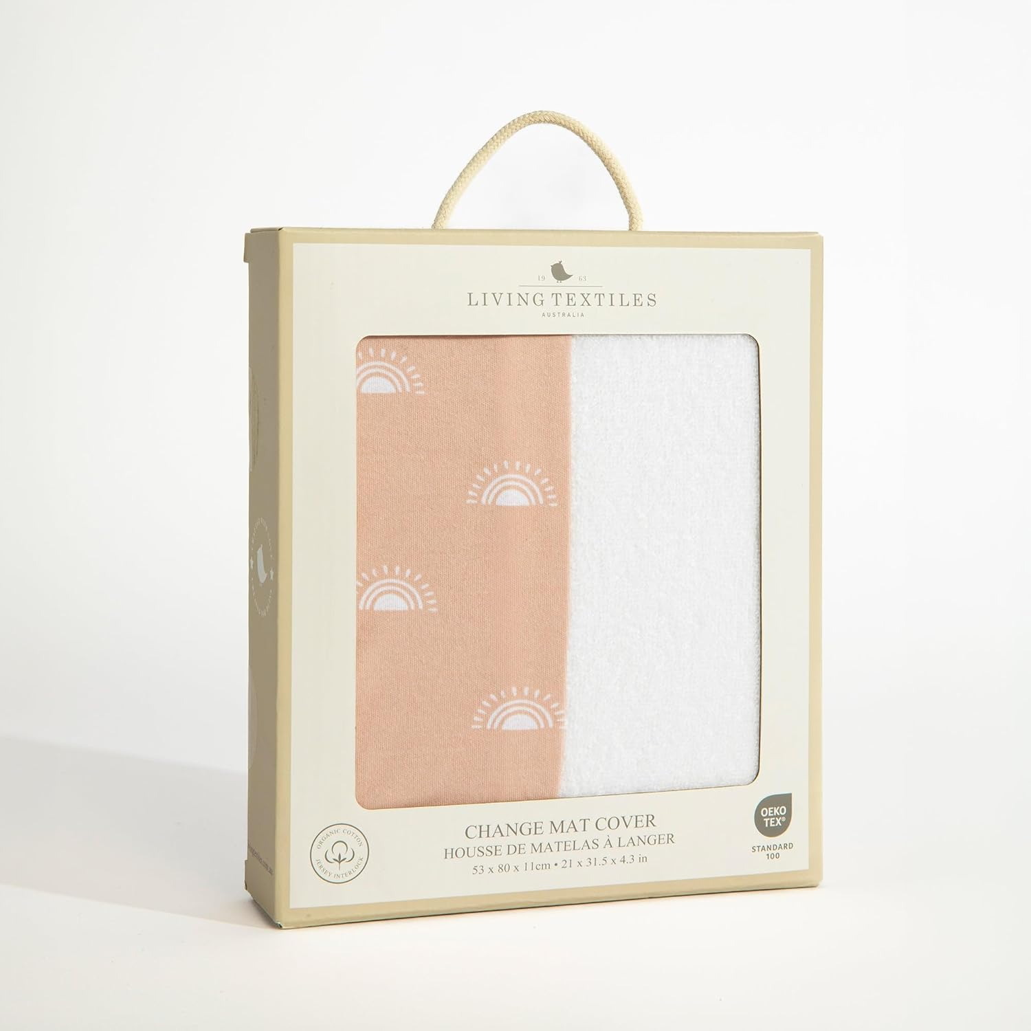 Living Textiles Baby Change Mat Cover 53&times;80&times;11 Cm &ndash; 100% Cotton Jersey with Absorbent Terry Centre, Elasticated Fit, Oeko-Tex Certified & Machine Washable (Bohemian Bliss) image number 1