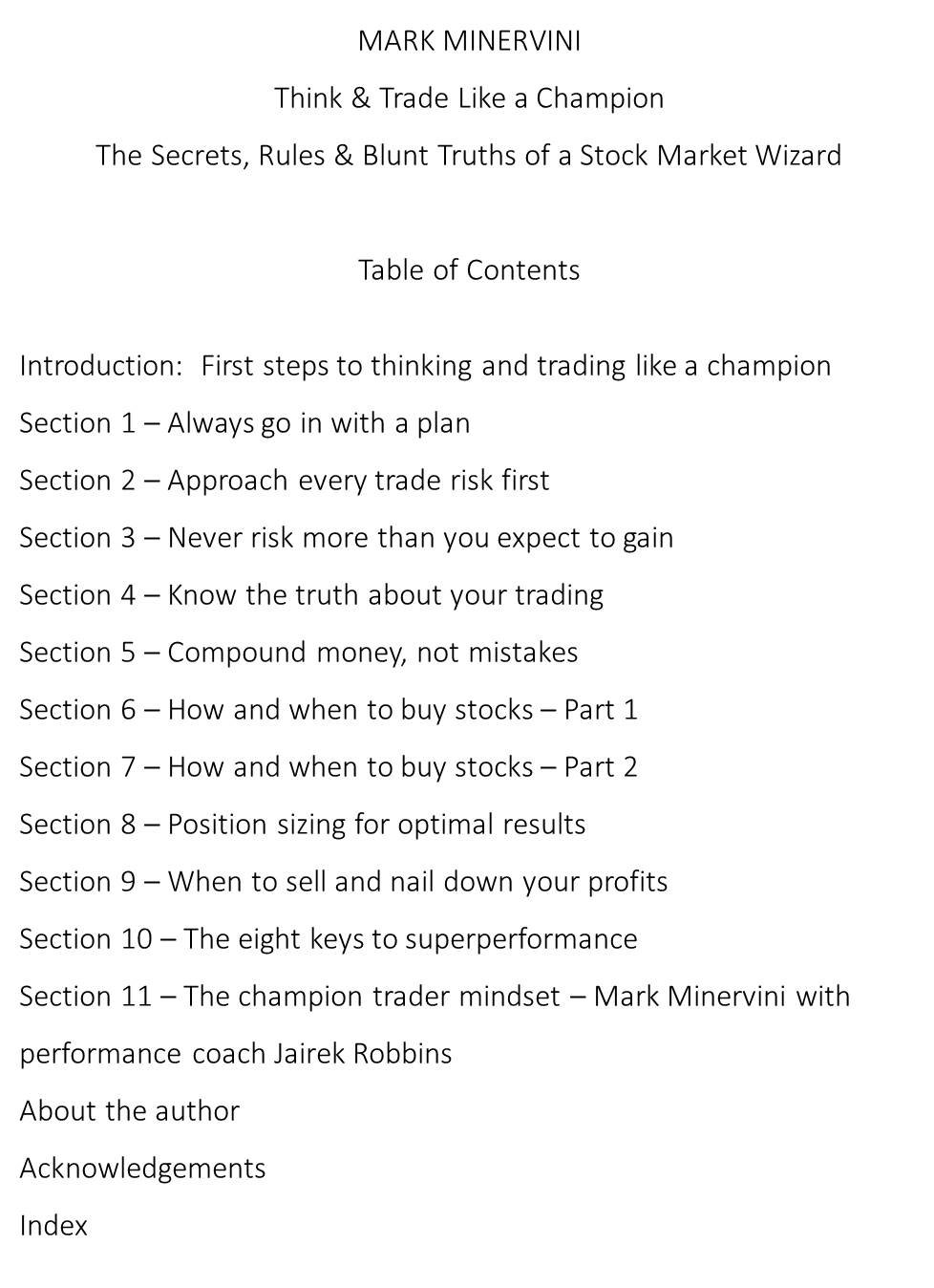 Think & Trade like a Champion: the Secrets Rules & Blunt Truths of a Stock Market Wizard