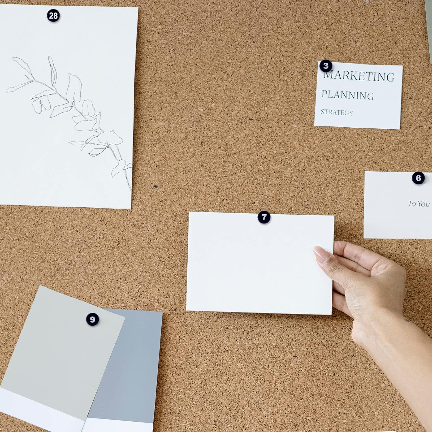 SAVITA 100Pcs Number Push Pins, Black Pins Plastic Flat Head Thumb Tacks with White Number from 1 to 100 for Maps Presentations Photos Posters Gallery Exhibits image number 3