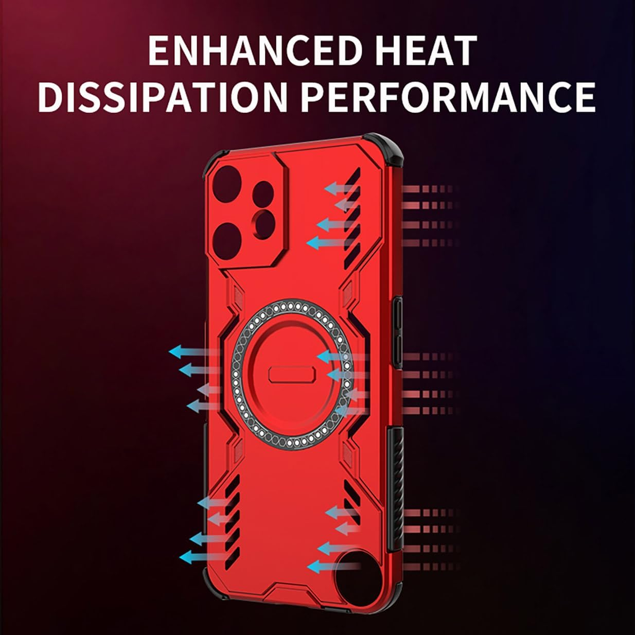 UPLAI Case for Nothing CMF Phone 2 Pro, Military Quality, Shockproof, Breathable Armour Mobile Phone Case with Magnetic Metal Ring and Airbag, Slim PC + TPU Protective Case, Black - Blue image number 5