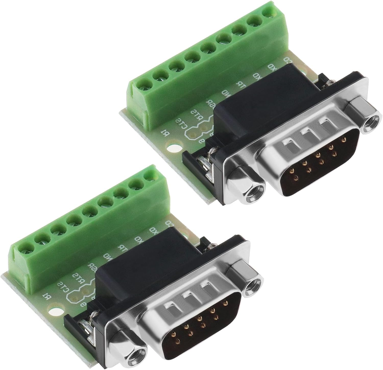 Emagtech 2PCS DB9 Breakout Board Connector 9 Pin 2 Row Male RS232 Serial Port Terminal Block Adapter Solderless Module for Automatic Control Equipment