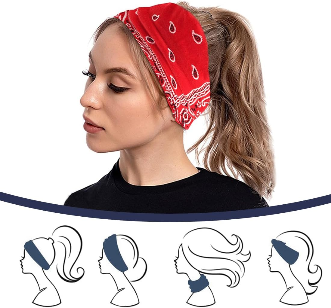 JYNVO 6 Pieces Vintage Floral Pattern Knitted Hair Band - Black, Red, Navy, White, Light Blue, Bordeaux - Hair Accessory for Everyday and Hairstyles image number 3