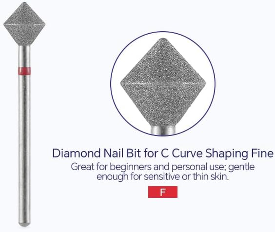 Rolabling Diamond Nail Bit for C Curve Shaping Manicure Drilling for Nail Gel Polish Removal Nail Accessories Tool Suitable for Most Drill Machine (M) image number 4