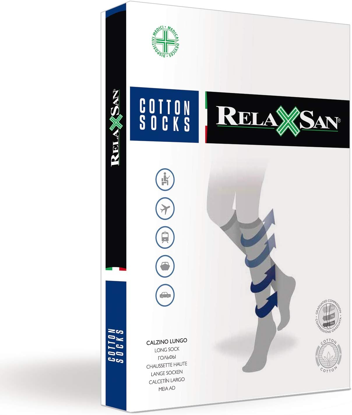 Relaxsan 920 - Unisex Cotton Support Socks 22-27 Mmhg Graduated Compression image number 2