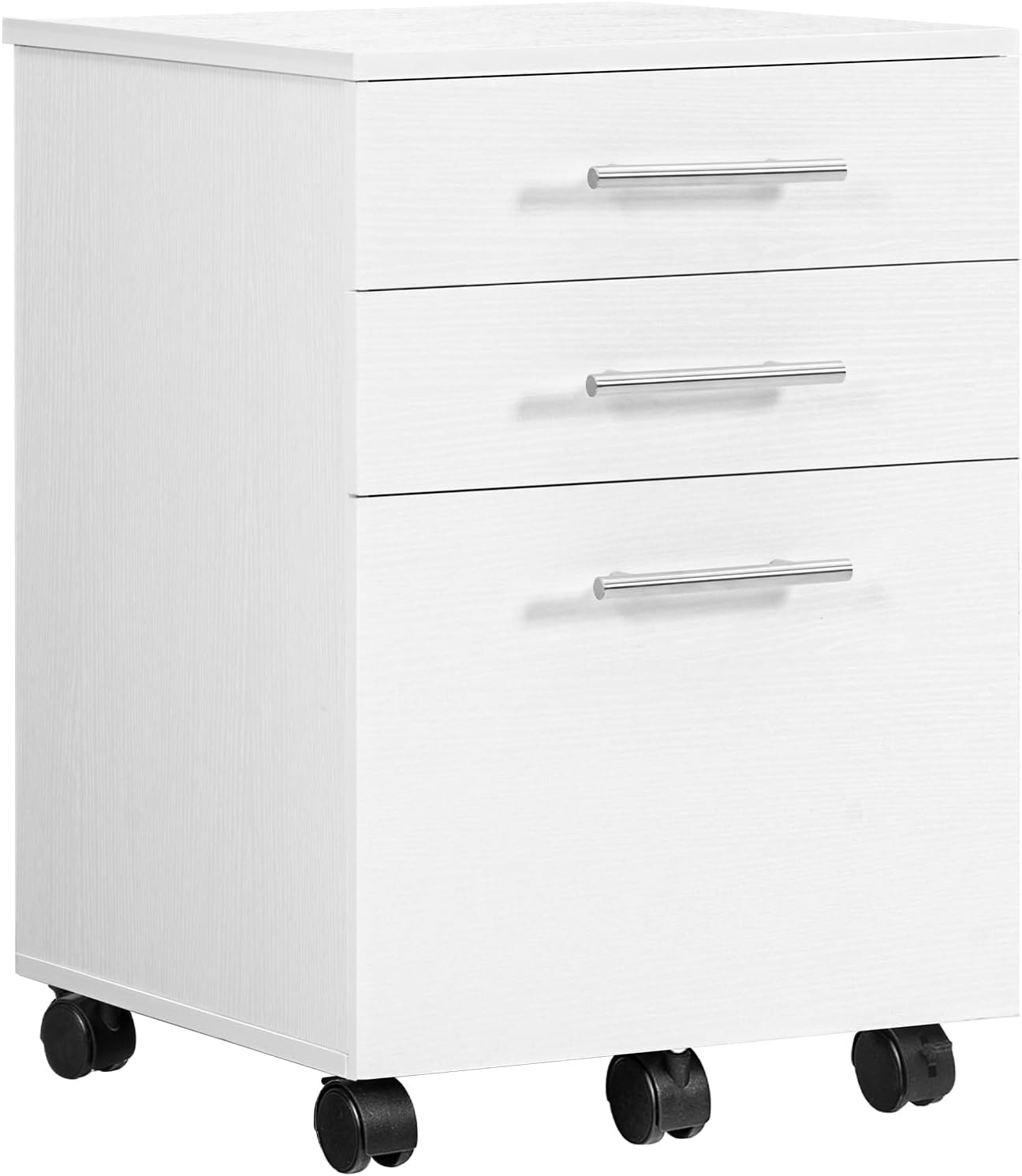 HOOBRO 3-Drawer File Cabinet, Wooden under Desk Filing Cabinet, Fits A4/Letter Size for Home Office, Small Rolling Storage Drawer Chest, Printer Stand with Drawers, White WW02WJ01G1 image number 1