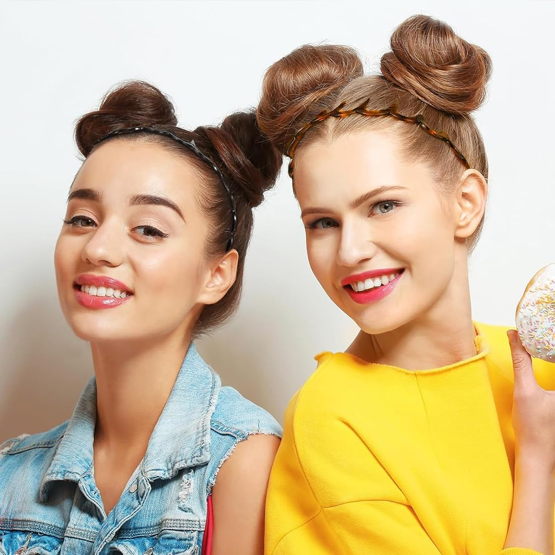 GGUFAY Women'S Headbands, Set of 4, Wavy Hair Accessories with Plastic Teeth, for Everyday Use, Fitness, Party (Black, Brown, Snake Pattern Grey) image number 5