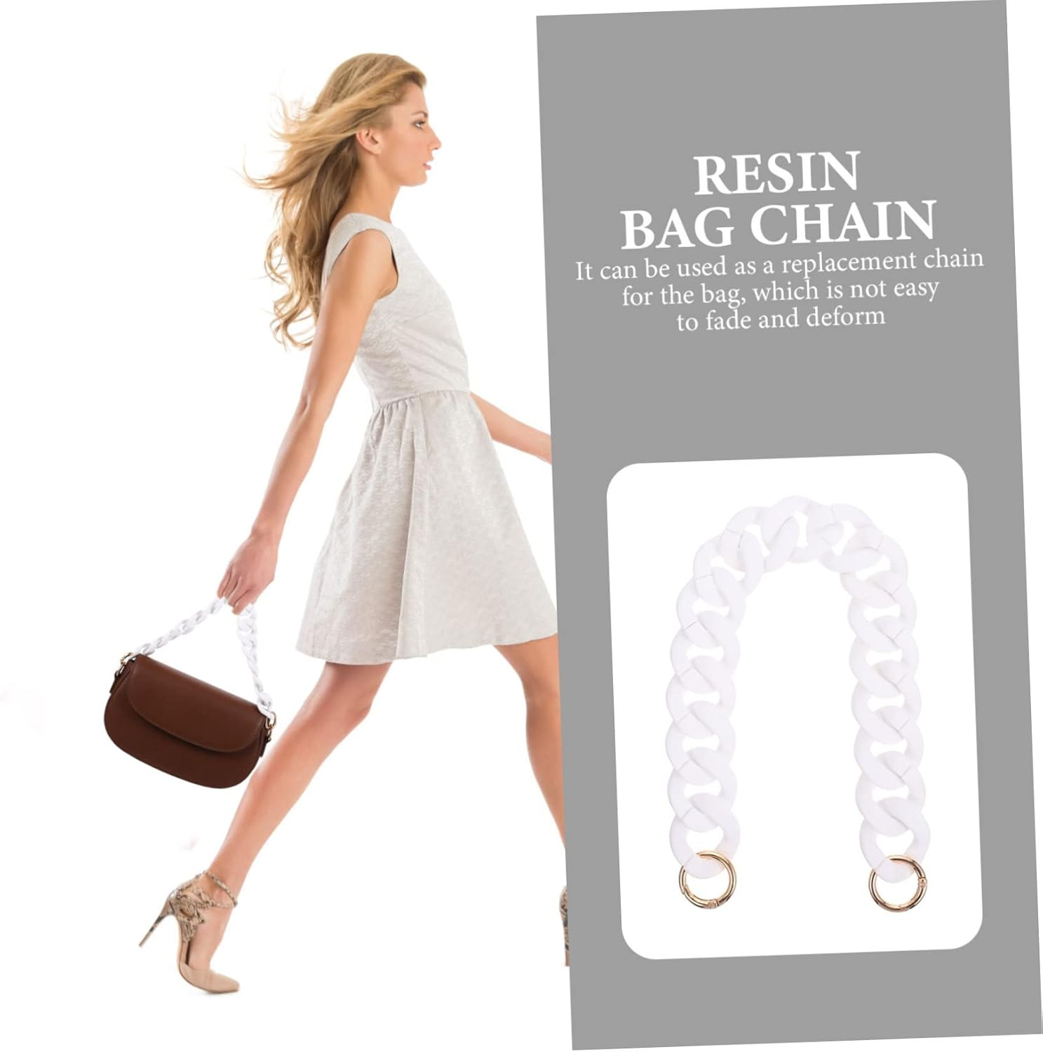 TEHAUX 4Pcs Handbag DIY Chain Purse Single Shoulder Bag Replacement Resin Chain for Vintage Handbag image number 6