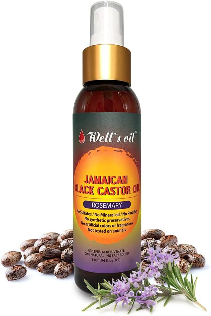 Well'S Jamaican Black Castor Oil Original, Peppermint, Tea Tree, Rosemary Spray 120Ml INCREASE HAIR GROWTH/THICKEN HAIR THAT IS STARTING to THIN OUT REDUCE and PREVENT HAIR DAMAGE (ROSEMARY) image number 1