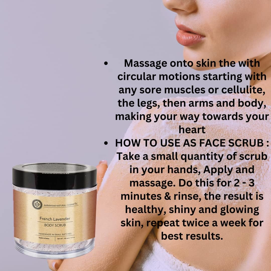 Aaranyam - Lavender Body Sugar Scrub for for Face & Body for Men & Women Revitalizing Tan Removal Scrub | Skin Brightening Lightening 120 G image number 1