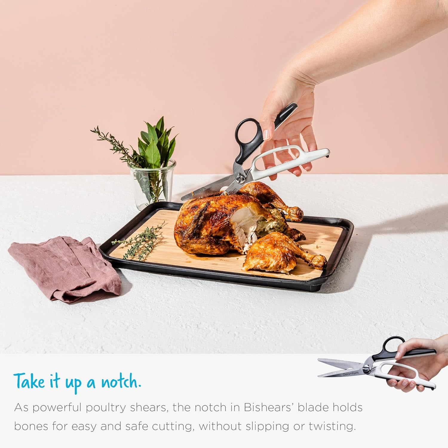 Dreamfarm Bishears 2-In-1 Kitchen Scissors That Flip to Become Powerful Shears - Black/White image number 6