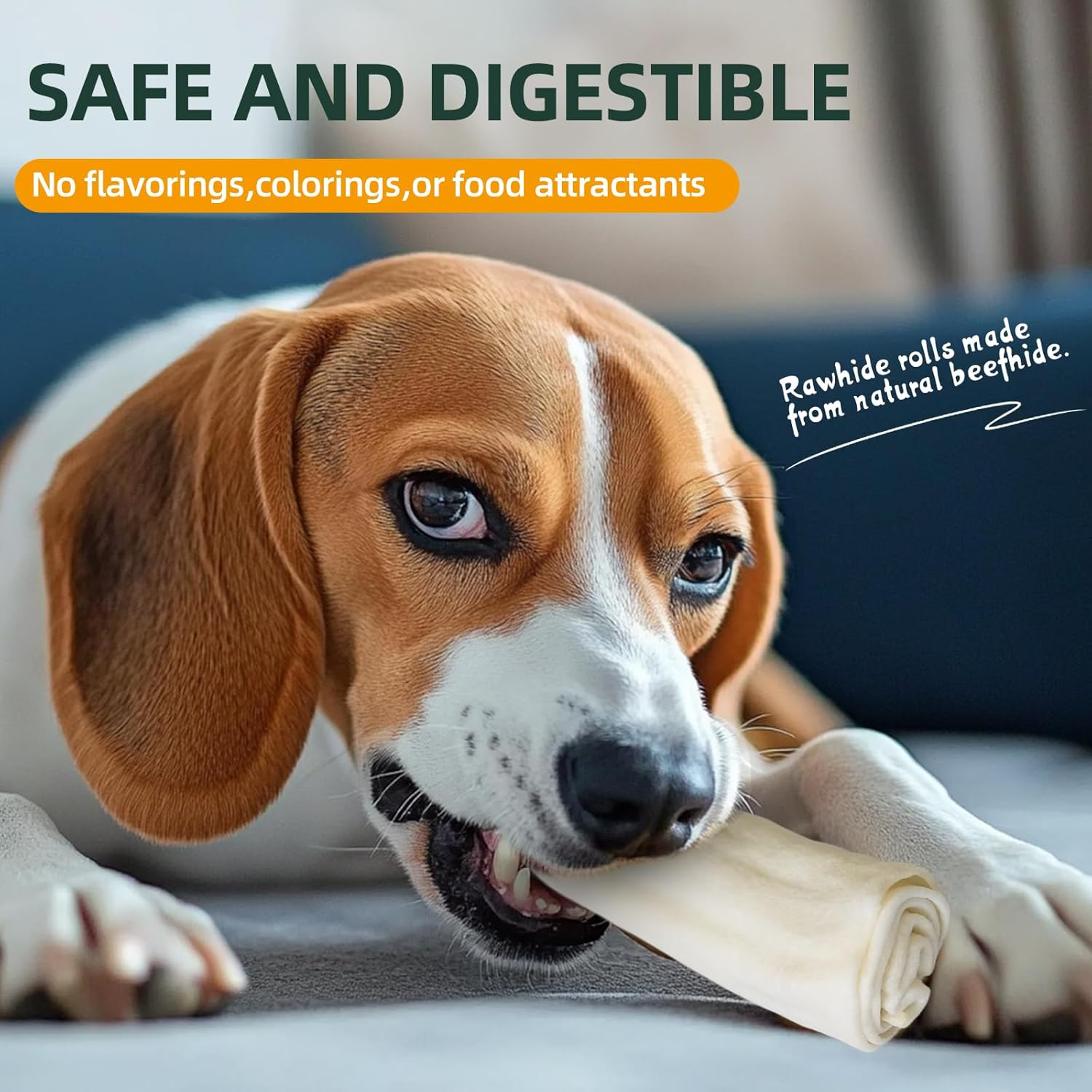 Dog Rawhide Rolls,Long Lasting Dog Rawhide Free Chews for Aggressive Chewers,5-6 Inch Single Ingredient Dog Rawhide Bones for Midium Large Dogs (8 Count (Pack of 1)) image number 4