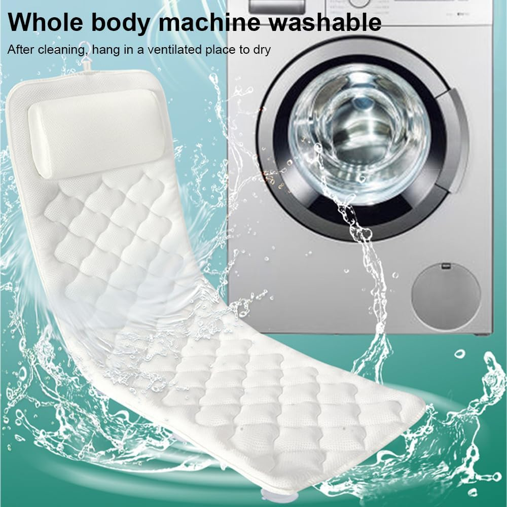 HHWRT Full Body Bath Pillow, Luxury Bath Cushion, Luxury Tub Pillow for Headrest Neck and Back Support, with 13 Non-Slip Suction Cups, Thick Bathtub Cushion, Full Body Bathtub Pillow image number 1