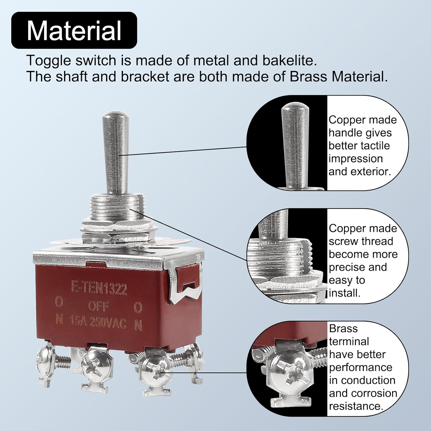 Waterproof Toggle Switch on off 2 Pin SPST DC 12V 30A Marine Toggle Switchat for Car Auto Truck Boat - 5 Pack (（On）-Off-（On）) - On-Off-On image number 3